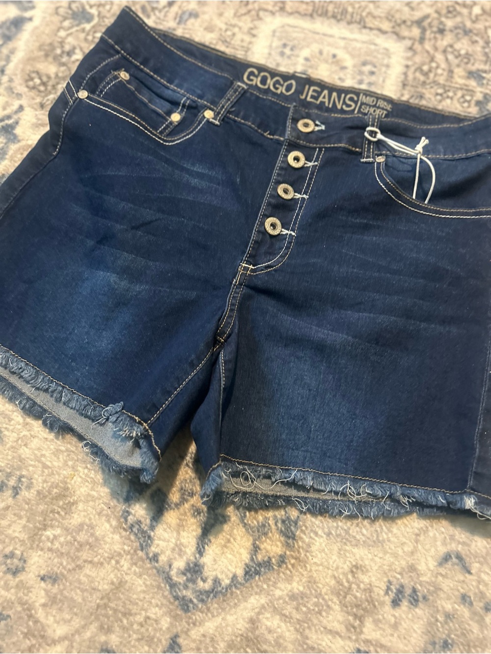 GOGO Dark Blue Mid-Rise Denim Shorts - Picture 5 of 8